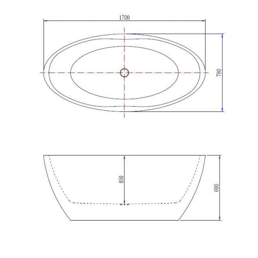 Ligbad Boss & Wessing Oxford Vrijstaand Acryl 170x78 cm Mat Wit