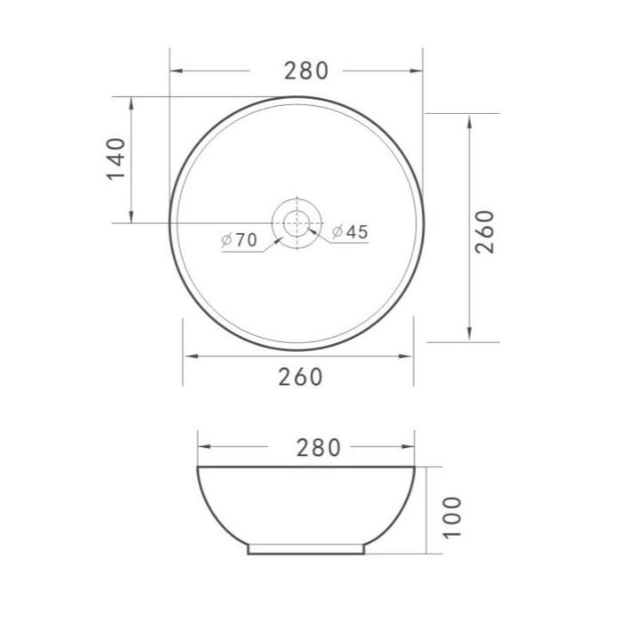 Waskom Opbouw Boss & Wessing Miko 27,5x10,5 cm Keramiek Glanzend Wit