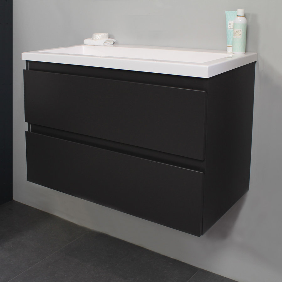 Badkamermeubel Boss & Wessing Pepper Acryl Wastafel Zonder Kraangat 80x55x46 cm Antraciet