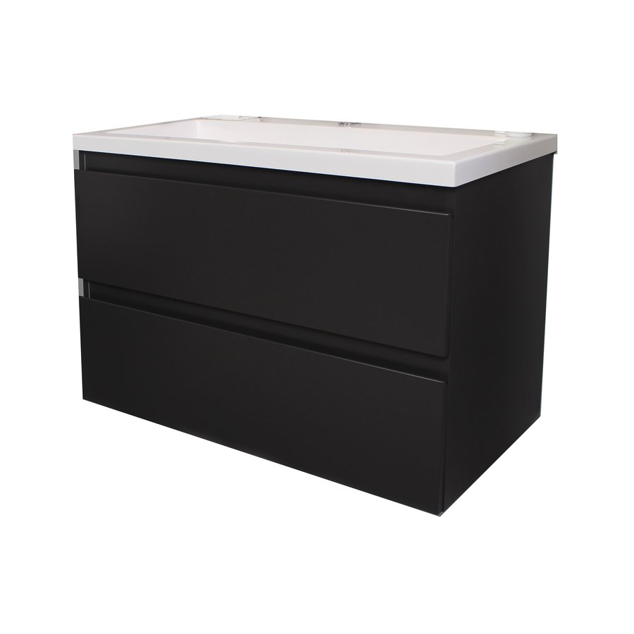 Badkamermeubel Boss & Wessing Pepper Acryl Wastafel Met Kraangat 80x55x46 cm Antraciet