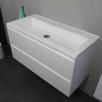 Badkamermeubel Boss & Wessing Pepper Acryl Wastafel Zonder Kraangat 100x55x46 cm Wit