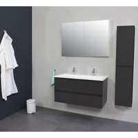 Badkamermeubel Boss & Wessing Pepper Acryl Wastafel Twee Kraangaten 100x55x46 cm Antraciet