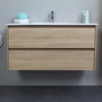 Badkamermeubel Boss & Wessing Pepper Wastafel Porselein Met Kraangat 100x55x46 cm Eiken