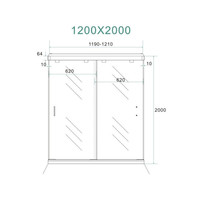 BWS Nisdeur Dubbele Schuifdeur 2-Delig 120x200 cm 8 mm NANO Coating