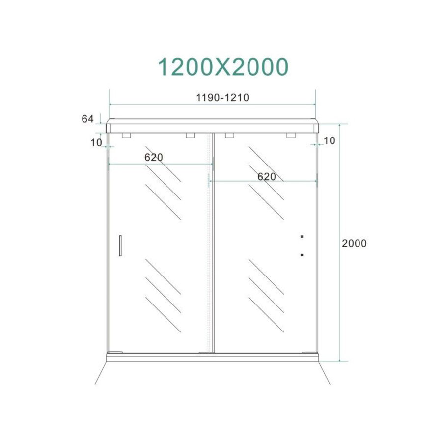 BWS Nisdeur Dubbele Schuifdeur 2-Delig 120x200 cm 8 mm NANO Coating