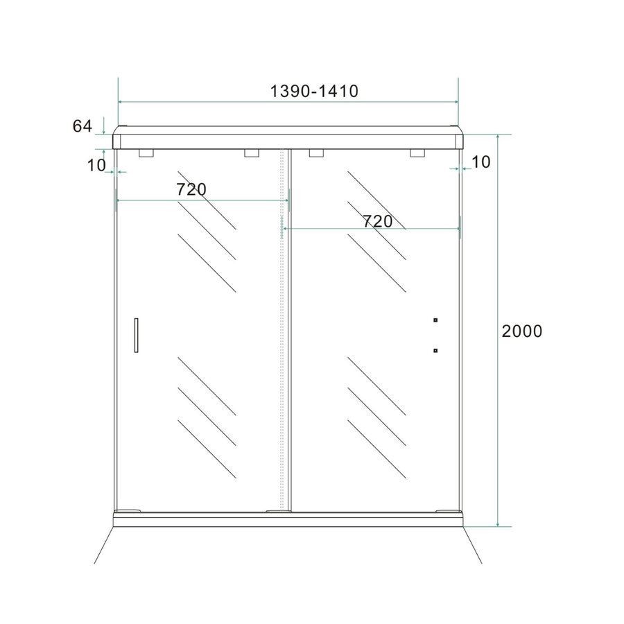 BWS Nisdeur Dubbele Schuifdeur 2-Delig 140x200 cm 8 mm NANO Coating