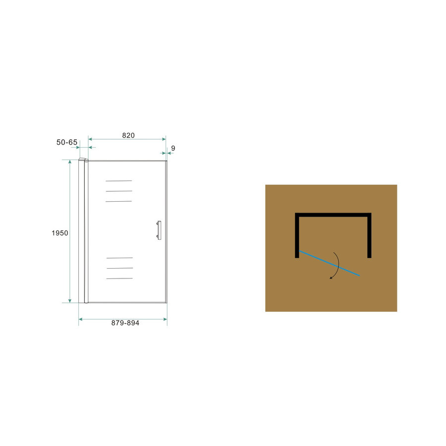 BWS Nisdeur Eco Inclusief Muurprofiel 100x195 cm 6 mm Aluminium