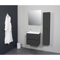 Badkamermeubel Boss & Wessing Pepper Acryl Wastafel Zonder Kraangat Inclusief Spiegel 60x55x46 cm Antraciet