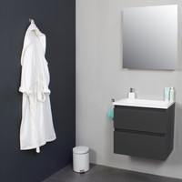 Badkamermeubel Boss & Wessing Pepper Acryl Wastafel Zonder Kraangat Inclusief Spiegel 60x55x46 cm Antraciet