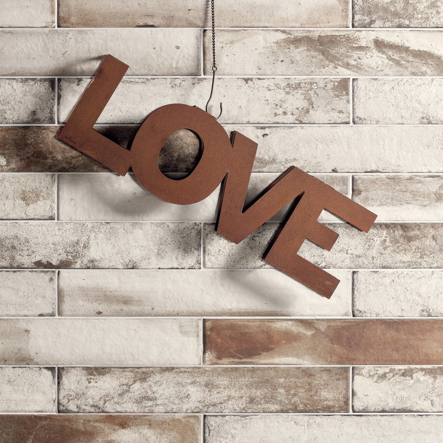 Vloertegel Bricklane Intonaco 7,5x30,5 cm Gerectificeerd Keramiek Wit (Doosinhoud: 0,68 m2)