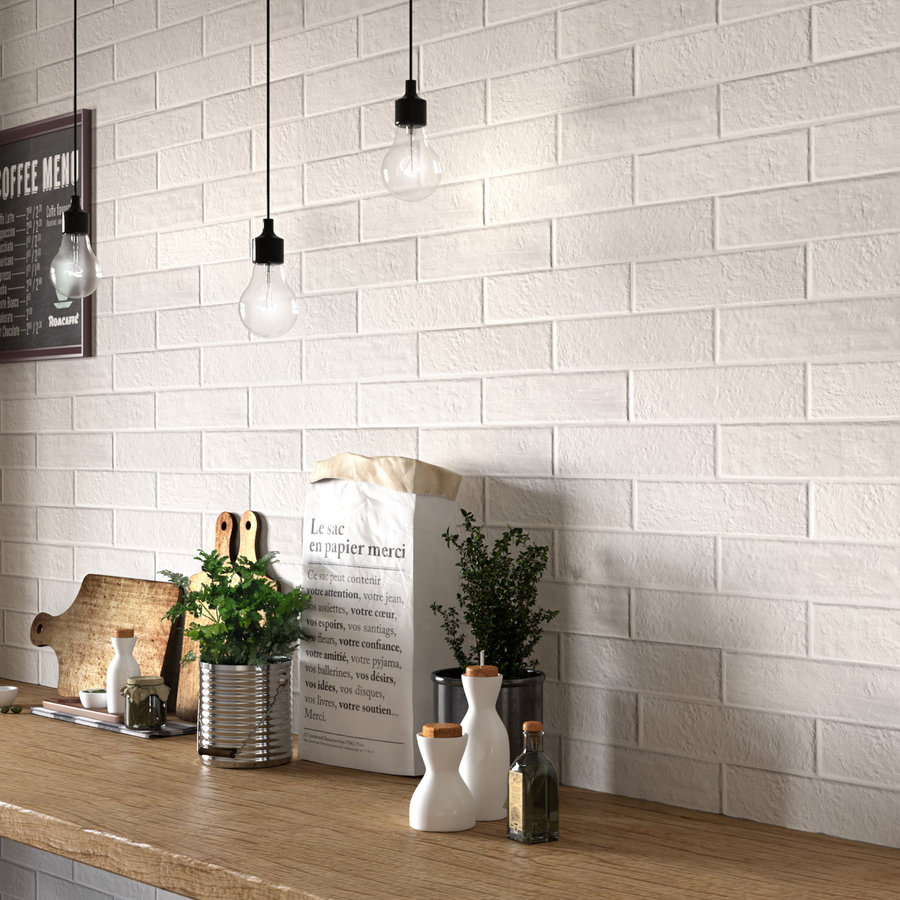 Vloertegel Bricklane Total White 7,5x30,5 cm Gerectificeerd Wit (Doosinhoud: 0,68 m2)