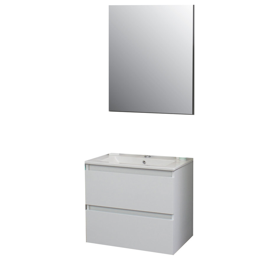 Badkamermeubel Boss & Wessing Pepper Wastafel Porselein Incl Spiegel En Kraangat 60x55x46 cm Wit