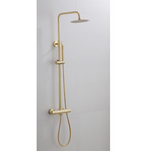 Opbouw Regendouche Set Boss & Wessing Gold Ronde Hoofddouche 20 cm Mat Goud 