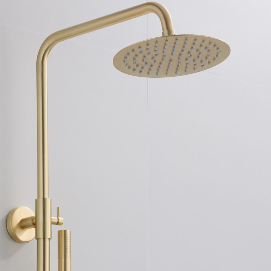 Opbouw Regendouche Set Boss & Wessing Gold Ronde Hoofddouche 30 cm Mat Goud