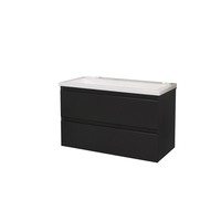 Badkamermeubel Boss & Wessing Pepper Acryl Wastafel Incl Spiegel Zonder Kraangat 80x55x46 cm Antraciet