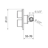 Inbouw Douchekraan GRB Aura Thermostatisch 3-Wegs Zwart