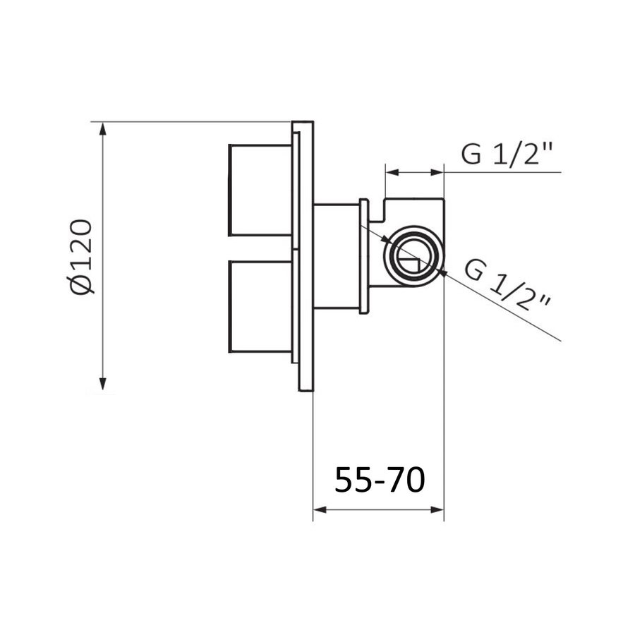 Inbouw Douchekraan GRB Aura Thermostatisch 3-Wegs Zwart