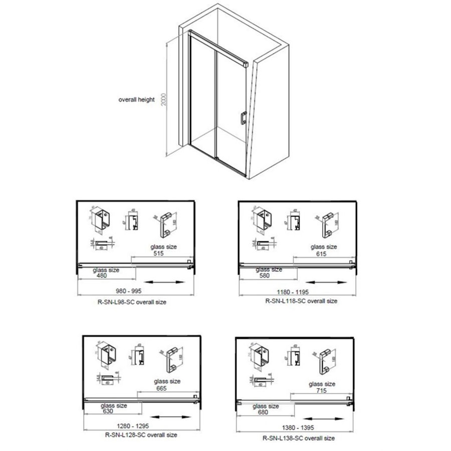 Nisdeur Boss & Wessing Linea 148x200 cm Soft-Close Aluminium Profiel Chroom