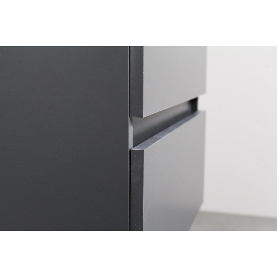 Badkamermeubel BWS Pepper Wastafel Porselein Incl Spiegelkast 2 Deurs Met 1 Kraangat 100x55x46 cm Antraciet