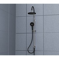 Regendouche Schutte Matao Rain Opbouw 22,5 cm Inclusief Handdouche Chroom Zwart