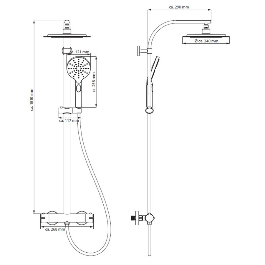 Regendouche Schutte Madura Fresh Hoofddouche Set Opbouw Met Thermostatische Mengkraan Zwart