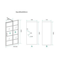 BWS Nisdeur INDUS met Vast Paneel 90x200 cm 8 mm NANO Glas Omkeerbaar Mat Zwart