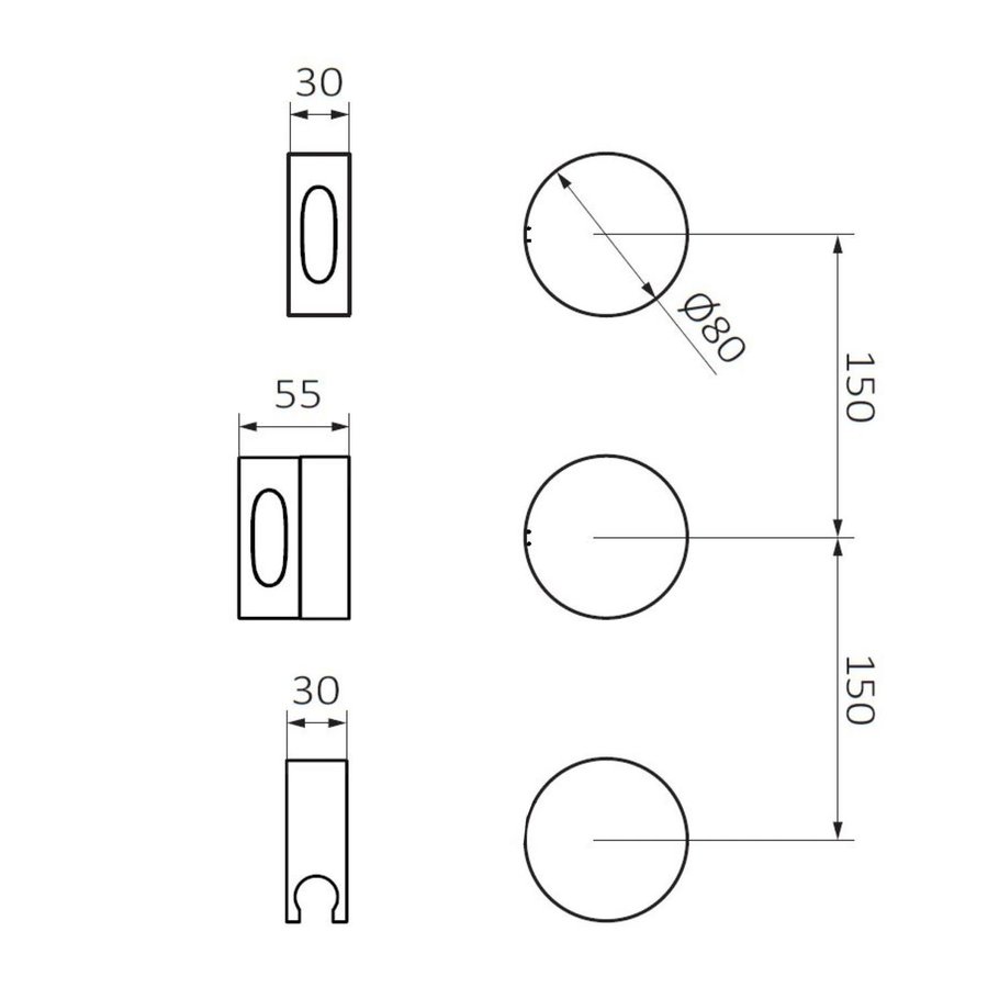 Douchekraan Inbouw GRB InCool Thermostatisch 3-Wegs Zwart