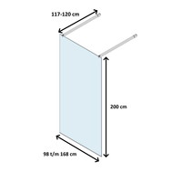 Vrijstaande Inloopdouche Lacus Filicudi Helder Glas Twee Stabilisatiestangen RVS (alle maten)