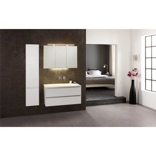 Badmeubel Frozen Solid Surface 100cm met ledspiegel 