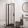 AQS Douchecabine Deur Frame met Vast Paneel 130x200 cm 8 mm NANO Glas Mat Zwart Raster
