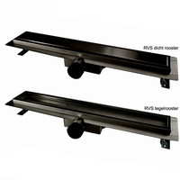 RVS Tegelrooster t.b.v. Aqua Splash Douchegoot 120x7 cm Mat Zwart