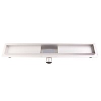 Douchegoot Brauer 120x7 cm RVS Vloerflens Inclusief Kunststof Sifon Verstelbare Poten