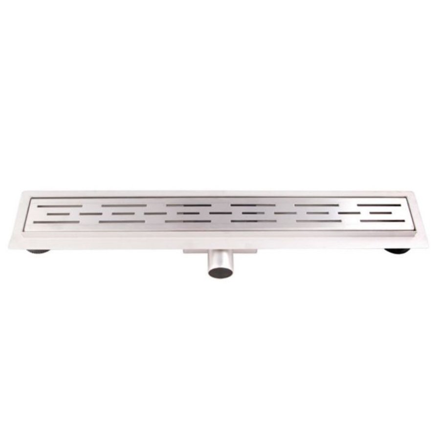 Douchegoot Brauer 120x7 cm RVS Vloerflens Inclusief Kunststof Sifon Verstelbare Poten