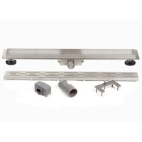 Douchegoot Brauer 100x7 cm RVS Vloerflens Inclusief Kunststof Sifon Verstelbare Poten