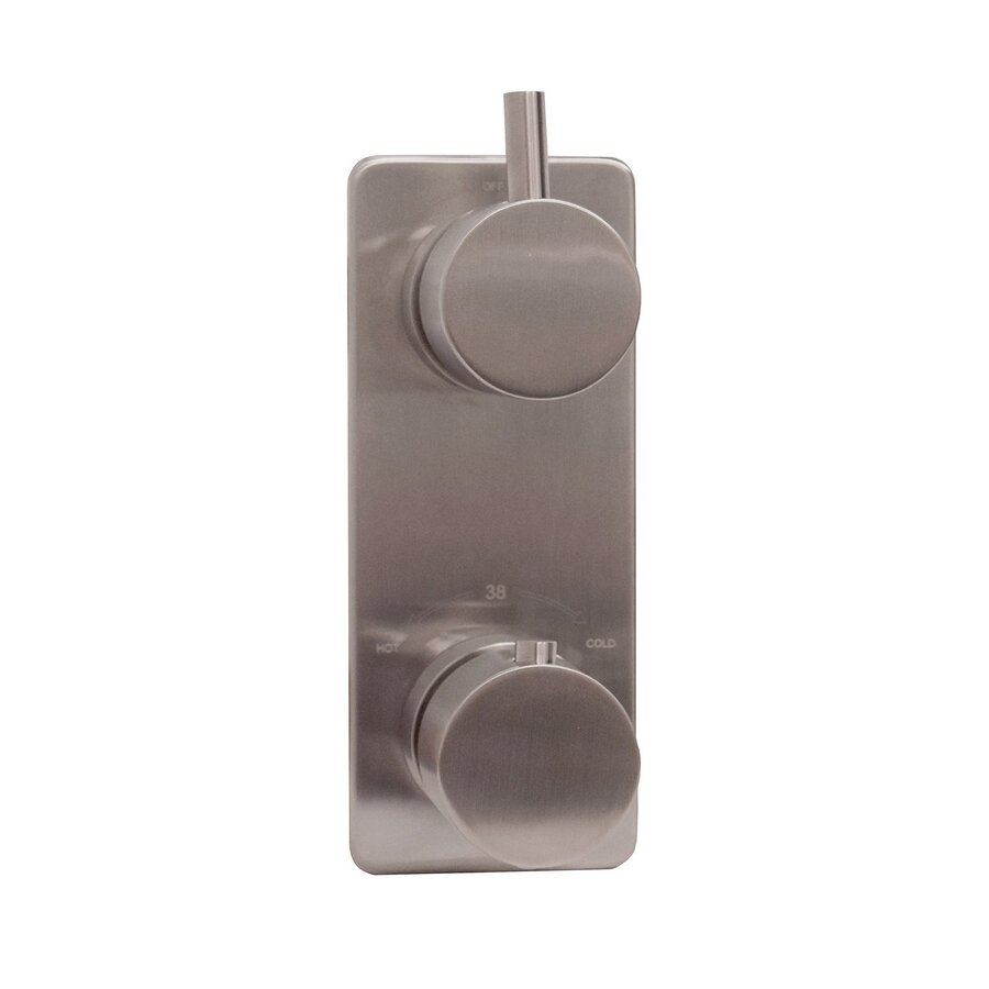 Inbouw Douchekraan Boss & Wessing Luxe Thermostatisch 2-Wegs Rond Geborsteld Staal