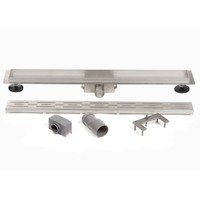 Douchegoot Brauer 160x7 cm RVS Vloerflens Inclusief Kunststof Sifon Verstelbare Poten