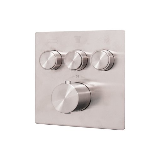 Afbouwdeel Boss & Wessing Douchekraan Thermostatisch 3-Wegs Geborsteld Staal 