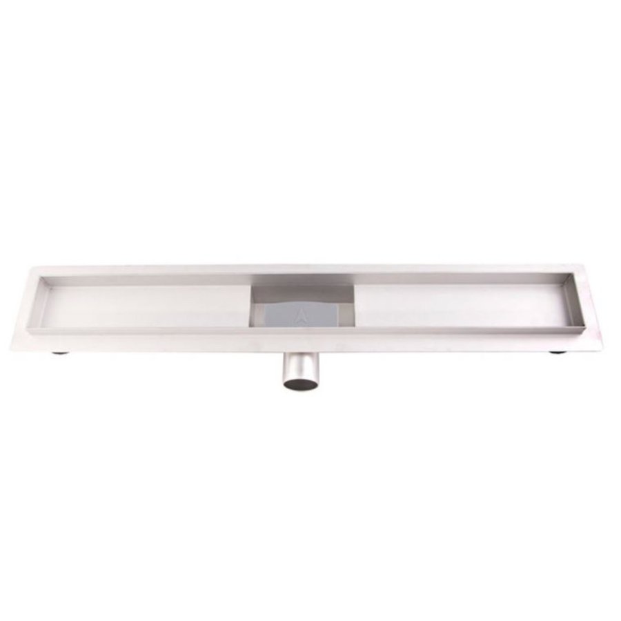 Douchegoot Brauer 120x7 cm RVS Vloerflens Inclusief Kunststof Sifon Verstelbare Poten