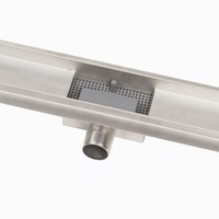 Douchegoot Brauer 120x7 cm RVS Vloerflens Inclusief Kunststof Sifon Verstelbare Poten