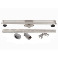 Douchegoot Brauer 120x7 cm RVS Vloerflens Inclusief Kunststof Sifon Verstelbare Poten