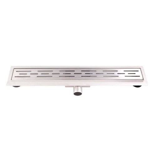 Douchegoot Brauer 140x7 cm RVS Vloerflens Inclusief Kunststof Sifon Verstelbare Poten 