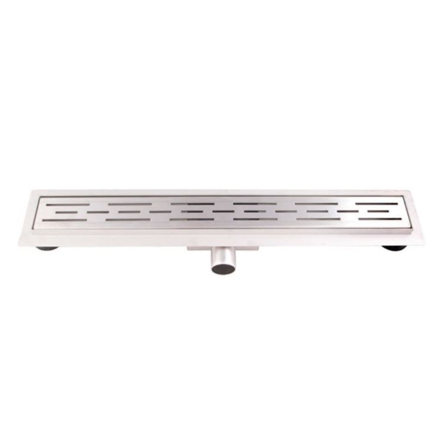 Douchegoot Brauer 140x7 cm RVS Vloerflens Inclusief Kunststof Sifon Verstelbare Poten