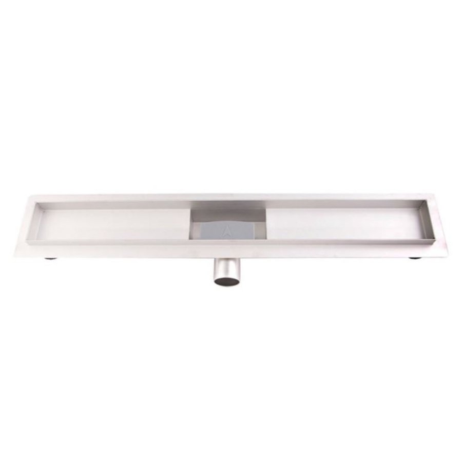 Douchegoot Brauer 180x7 cm RVS Vloerflens Inclusief Kunststof Sifon Verstelbare Poten