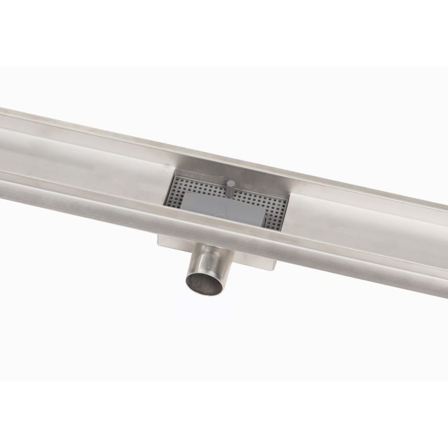 Douchegoot Brauer 180x7 cm RVS Vloerflens Inclusief Kunststof Sifon Verstelbare Poten