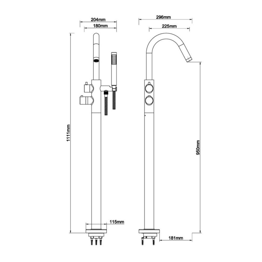 Vrijstaande Badkraan Boss & Wessing Cemal Thermostatisch Messing Chroom