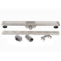 Douchegoot Brauer 200x7 cm RVS Vloerflens Inclusief Kunststof Sifon Verstelbare Poten