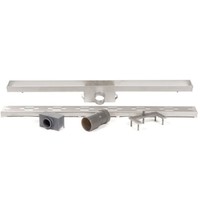 Douchegoot Brauer RVS Geborsteld Zonder Flens 50x7 cm Standaard Rooster Inclusief Kunststof Sifon