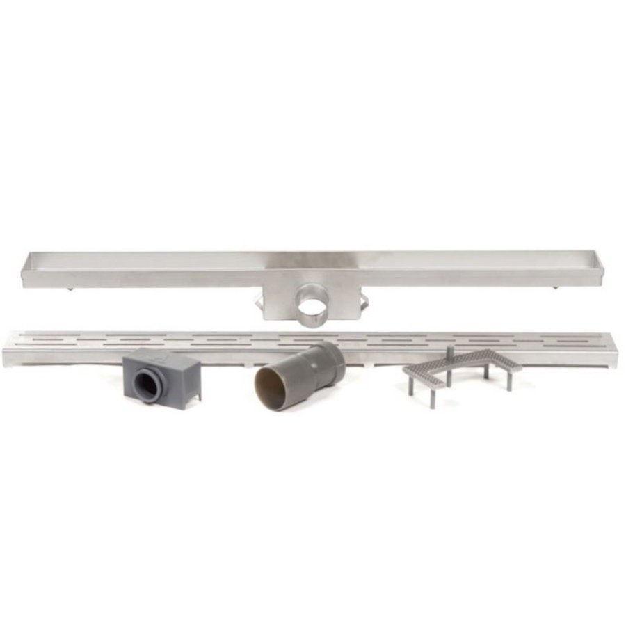 Douchegoot Brauer RVS Geborsteld Zonder Flens 50x7 cm Standaard Rooster Inclusief Kunststof Sifon