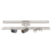 Douchegoot Brauer RVS Geborsteld Zonder Flens 60x7 cm Standaard Rooster Inclusief Kunststof Sifon