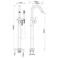 Vrijstaande Badkraan Boss & Wessing Cemal Mengkraan Geborsteld Messing